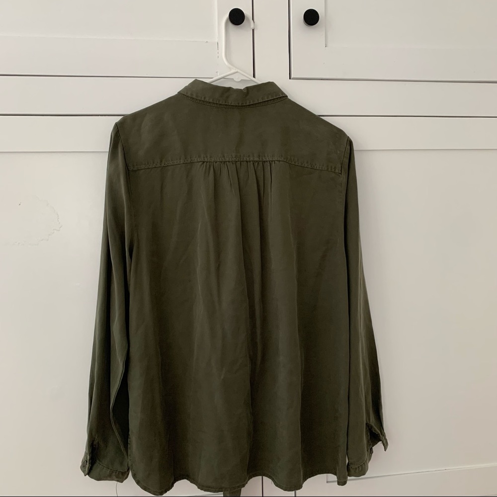 Velvet Heart Tencel Green Long Sleeve Front Tie Size Large - Picture 9 of 9